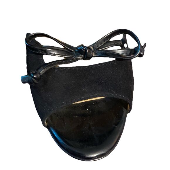 Marc Fisher Violet Black Leather‎ Suede Mesh Peep Toe Bow Stiletto Heels Size 8 - Picture 16 of 16